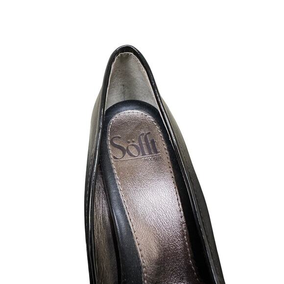 Sofft Size 5 Black Leather Work Unique Career Heel Pump Shoe Office Siren Career - Picture 5 of 12